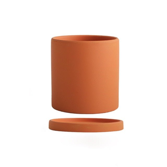 Vaso per piante in ceramica smaltata opaca con foro di drenaggio e sottovaso