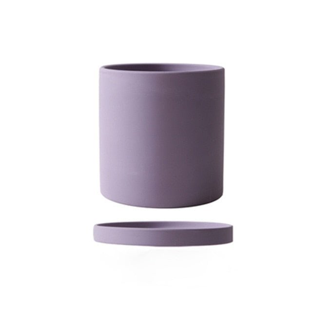Vaso per piante in ceramica smaltata opaca con foro di drenaggio e sottovaso