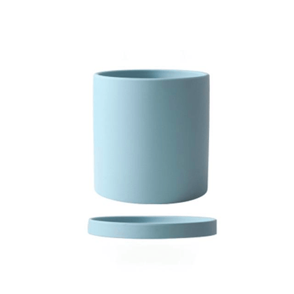 Vaso per piante in ceramica smaltata opaca con foro di drenaggio e sottovaso
