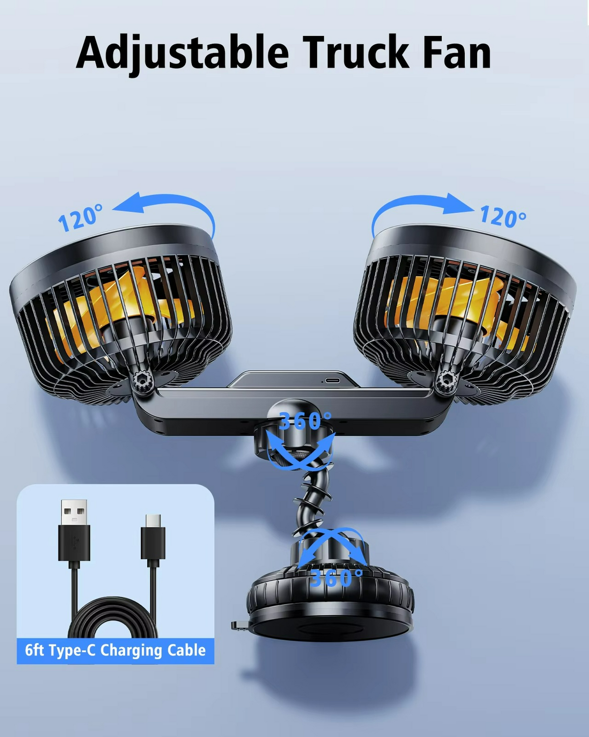 Ventilatore Auto AeroBreeze con Batteria 4000 mAh e 3 Velocità