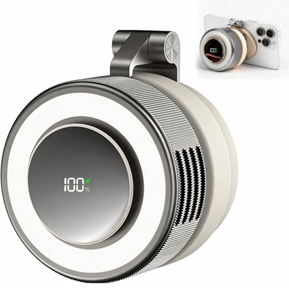 Ventilatore magnetico compatto con raffreddamento a 360 gradi e luce LED portatile