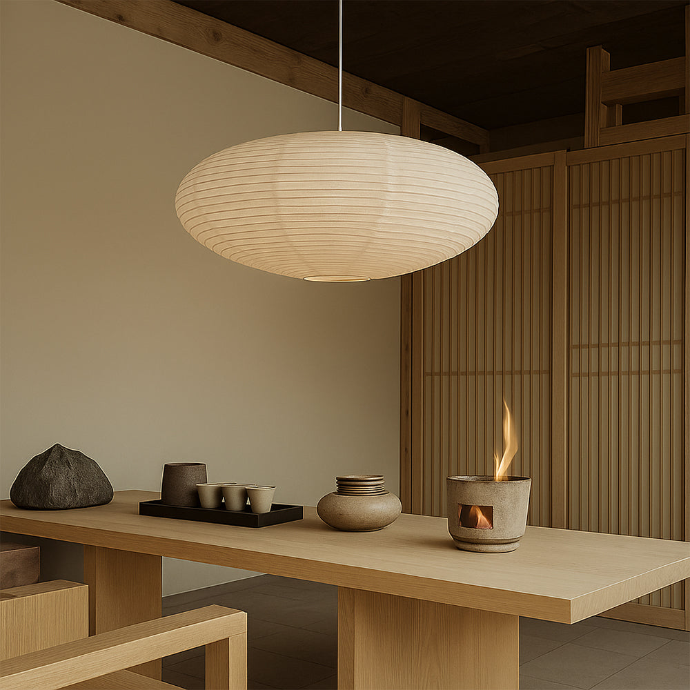 Wysalune | Lampada a sospensione giapponese wabi-sabi in carta di cotone
