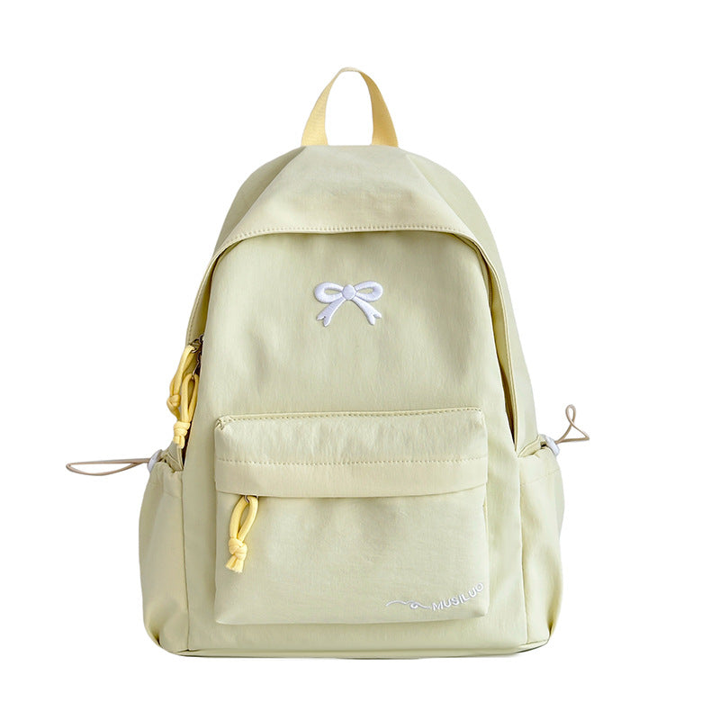 Zaino casual da scuola con fiocco in rilievo, idrorepellente, spallacci imbottiti