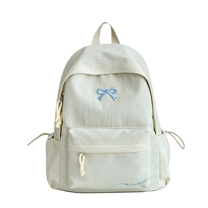 Zaino casual da scuola con fiocco in rilievo, idrorepellente, spallacci imbottiti