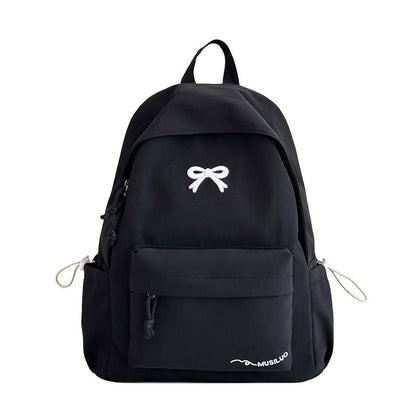 Zaino casual da scuola con fiocco in rilievo, idrorepellente, spallacci imbottiti