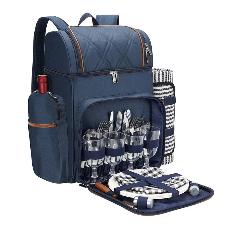 Zaino da picnic isotermico con set completo per 4 persone