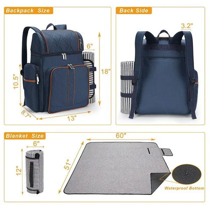 Zaino da picnic isotermico con set completo per 4 persone