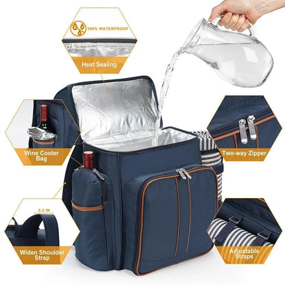 Zaino da picnic isotermico con set completo per 4 persone