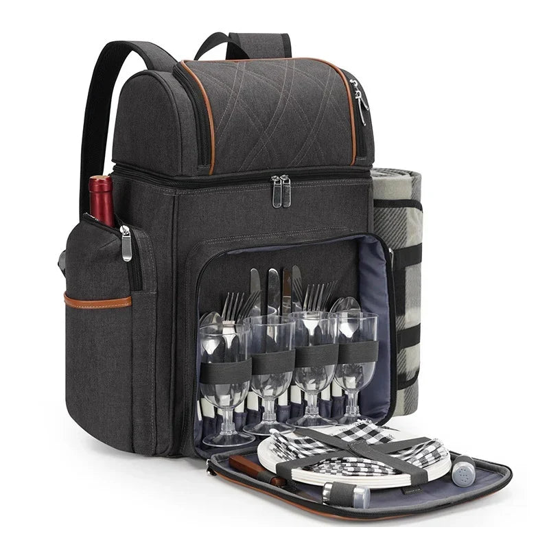 Zaino da picnic isotermico con set completo per 4 persone
