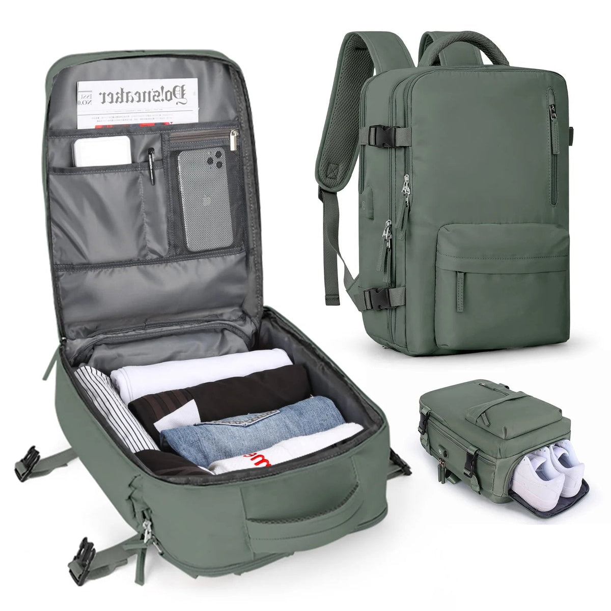 Zaino da viaggio donna Travelliva 35 L impermeabile con porta USB