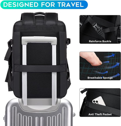 Zaino da viaggio espandibile 26–45 L impermeabile con tasca laptop e maniglie duffle