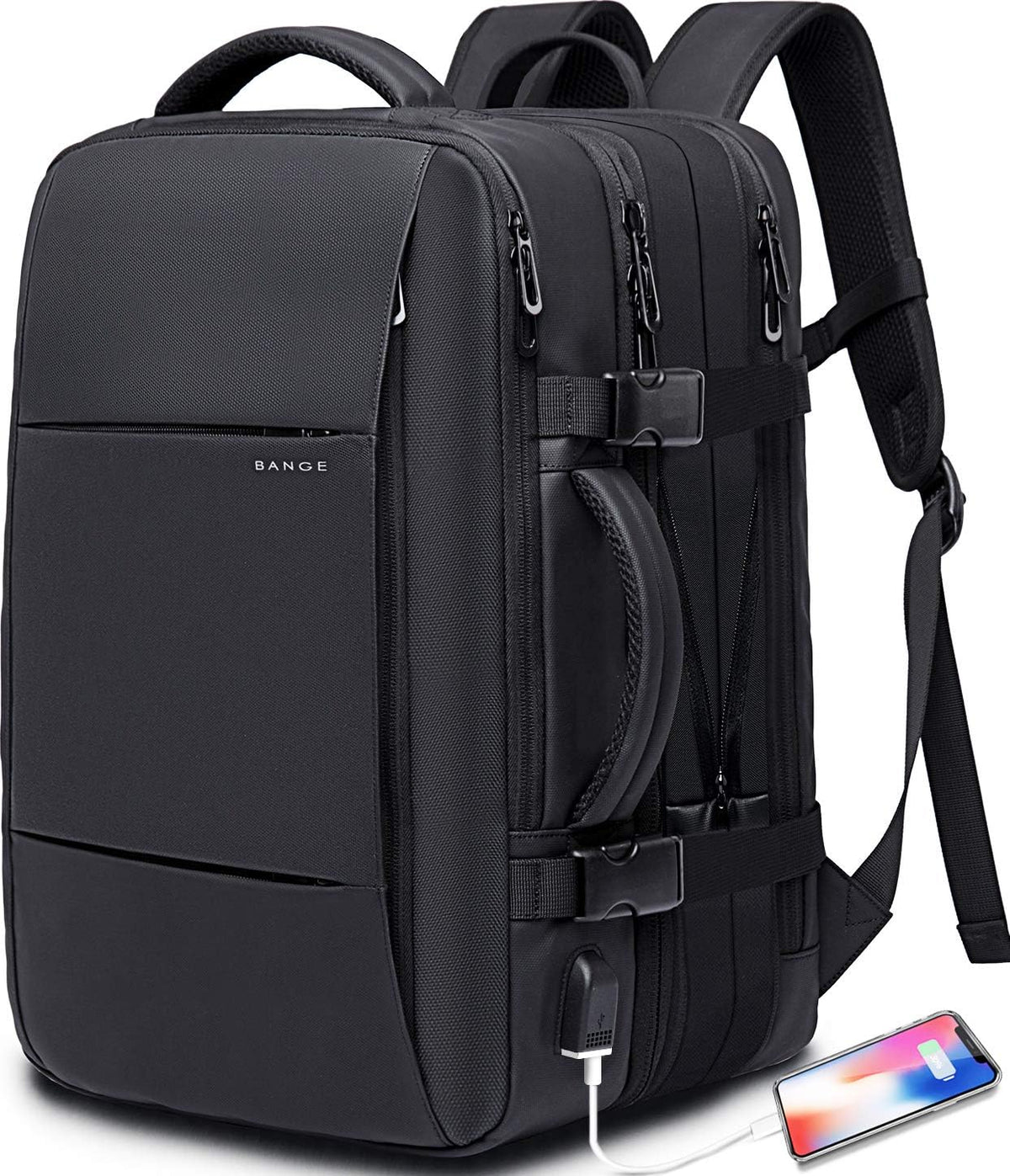 Zaino da viaggio espandibile 26–45 L impermeabile con tasca laptop e maniglie duffle