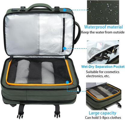 Zaino da viaggio espandibile 26–45 L impermeabile con tasca laptop e maniglie duffle