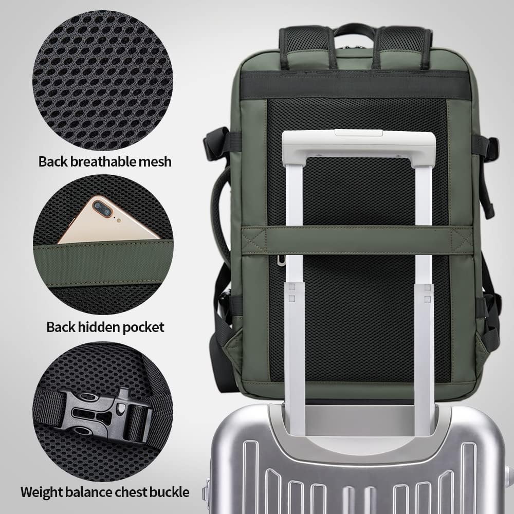 Zaino da viaggio espandibile 26–45 L impermeabile con tasca laptop e maniglie duffle