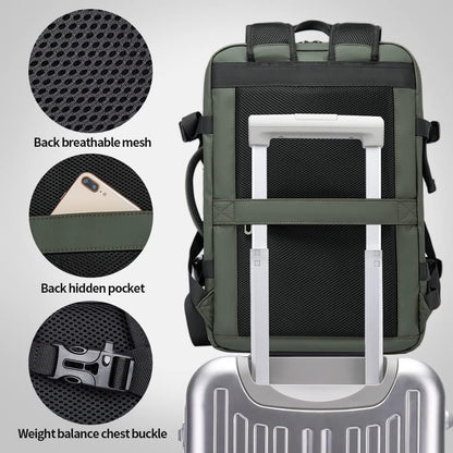 Zaino da viaggio espandibile 26–45 L impermeabile con tasca laptop e maniglie duffle