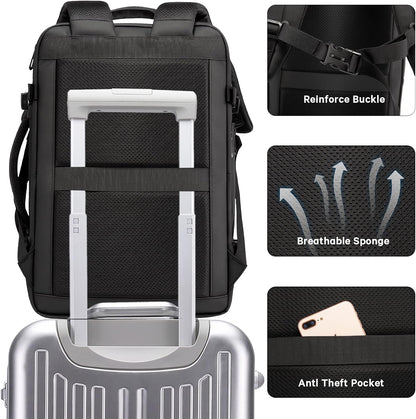 Zaino da viaggio espandibile 26–45 L impermeabile con tasca laptop e maniglie duffle