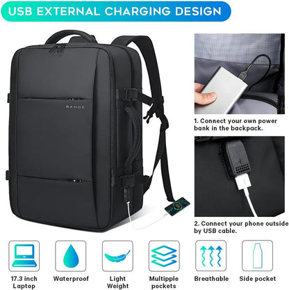 Zaino da viaggio espandibile 26–45 L impermeabile con tasca laptop e maniglie duffle