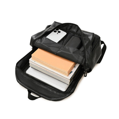 Zaino in pelle per laptop, pelle premium, fino a 15", spallacci imbottiti