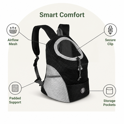 Zaino trasportino per cani con rete traspirante ed imbottitura ergonomica (base rimovibile)