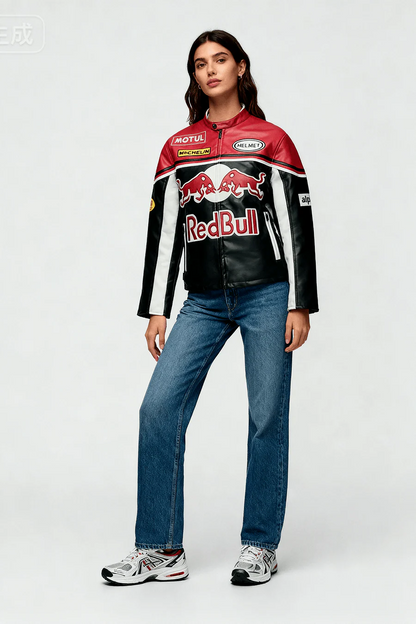 Giacca in pelle Red Bull Vintage Racing - Unisex - Retrò
