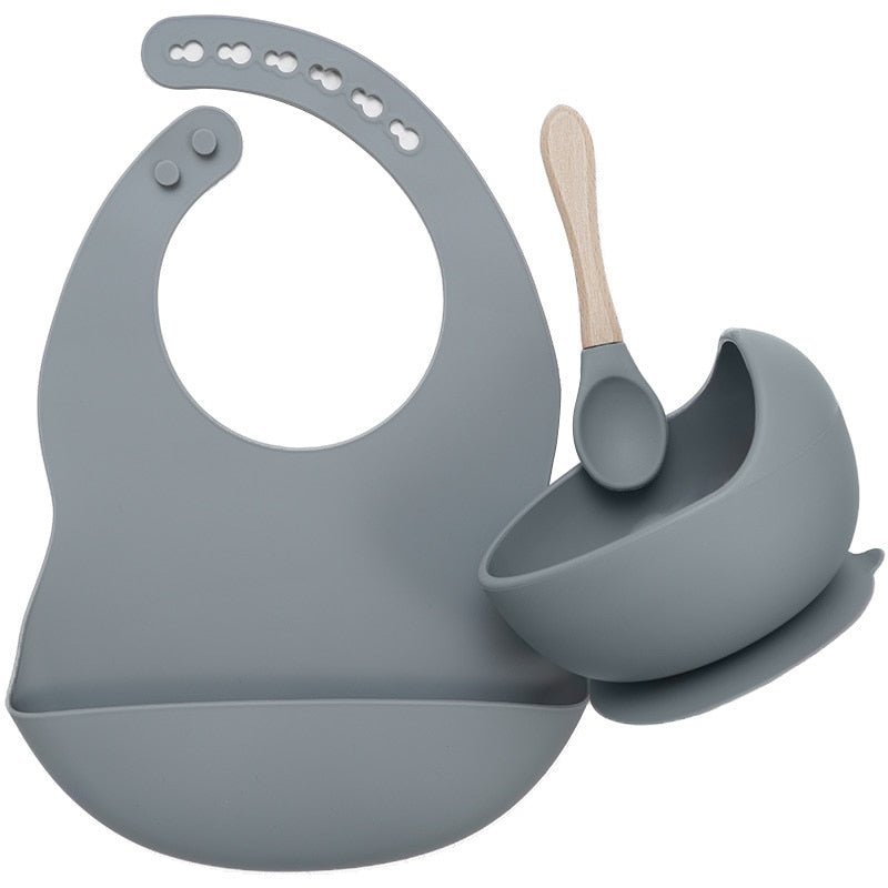 Set Pappa in Silicone per Neonato con Bavaglino e Ciotola con Ventosa - Rassivo