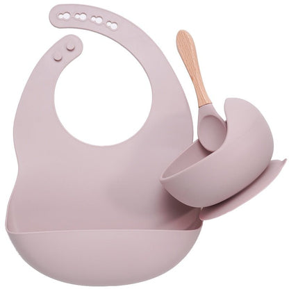 Set Pappa in Silicone per Neonato con Bavaglino e Ciotola con Ventosa - Rassivo