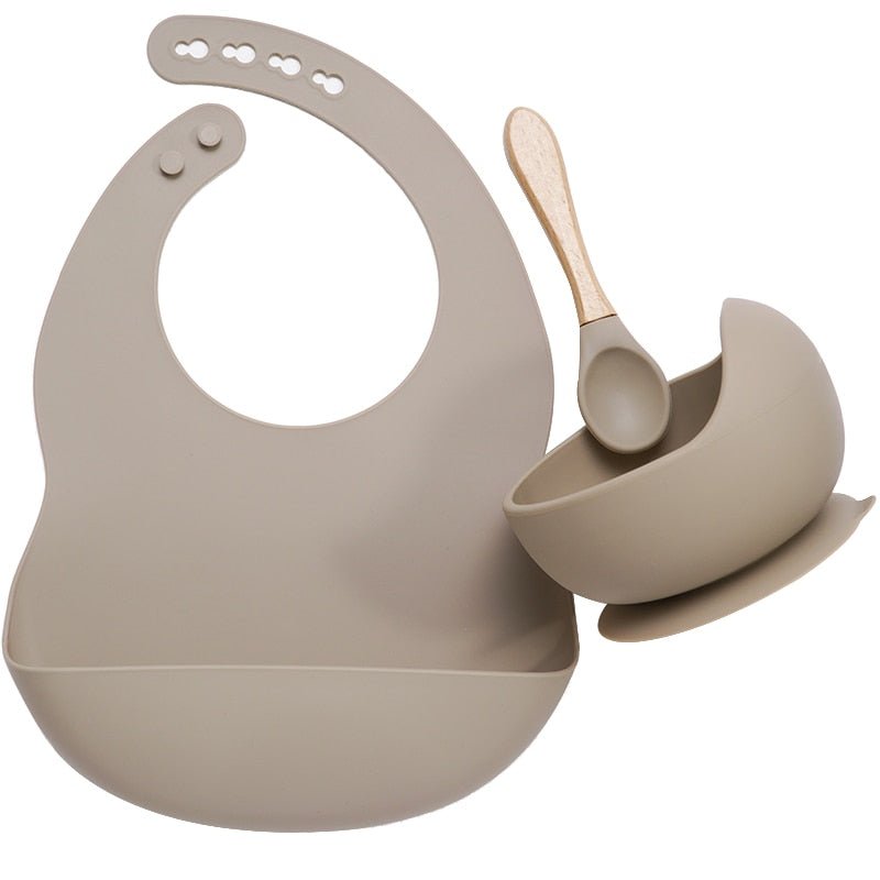 Set Pappa in Silicone per Neonato con Bavaglino e Ciotola con Ventosa - Rassivo