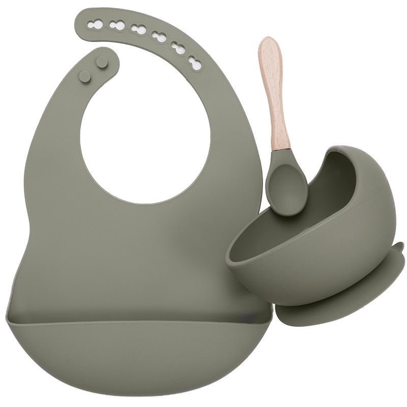 Set Pappa in Silicone per Neonato con Bavaglino e Ciotola con Ventosa - Rassivo