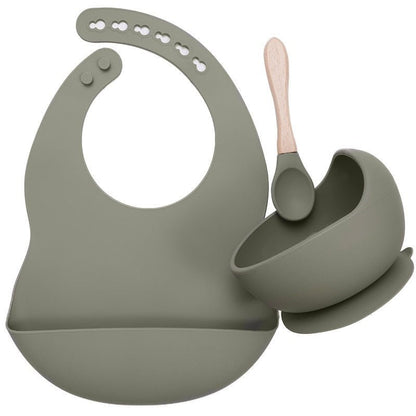 Set Pappa in Silicone per Neonato con Bavaglino e Ciotola con Ventosa - Rassivo