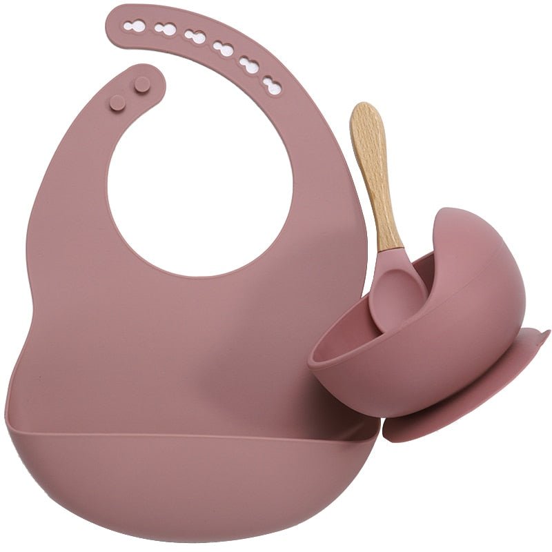 Set Pappa in Silicone per Neonato con Bavaglino e Ciotola con Ventosa - Rassivo
