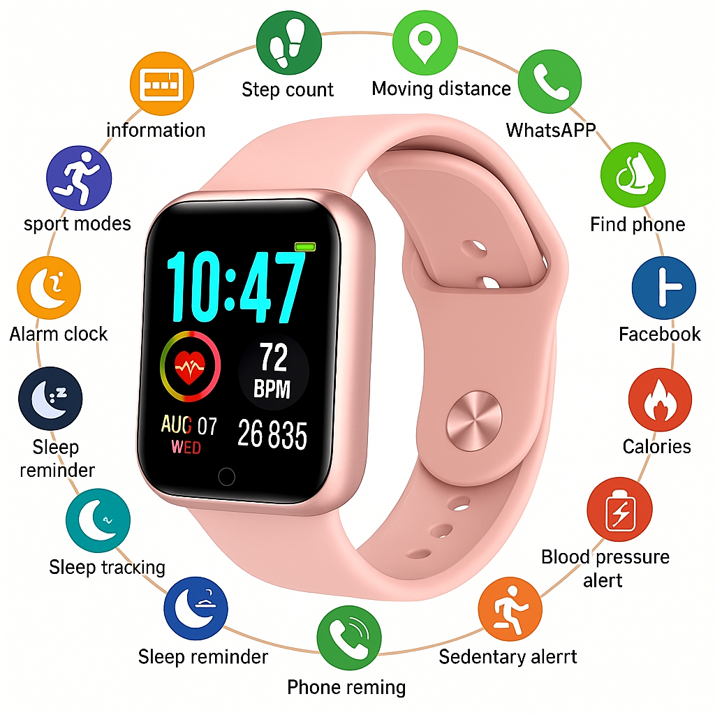 PulsFit Smartwatch Fitness con Bluetooth, Monitoraggio Salute e Design Unisex