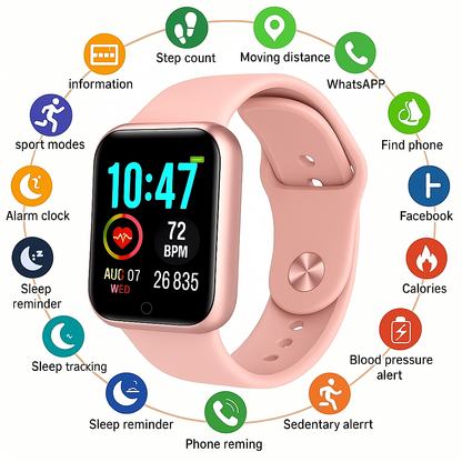 PulsFit Smartwatch Fitness con Bluetooth, Monitoraggio Salute e Design Unisex