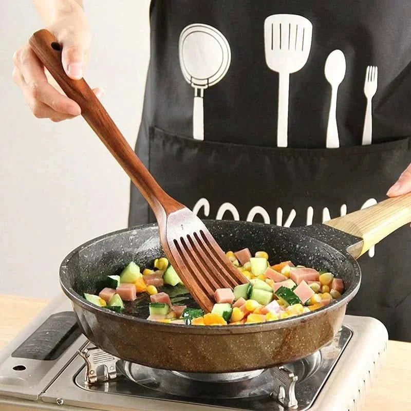 Set di utensili da cucina in legno di teak - Utensili da cucina eleganti per gadget da cucina moderni