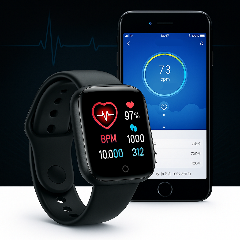 PulsFit Smartwatch Fitness con Bluetooth, Monitoraggio Salute e Design Unisex