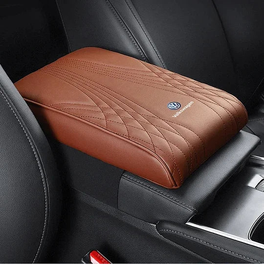 Cuscino per bracciolo auto in pelle nero con bordo rosso