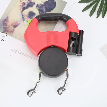 PROPET DUO - Guinzaglio retrattile per due cani con torcia integrata
